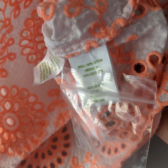 Lilly Pulitzer | Lilliana Top Cantaloupe Embroidered Seersucker NWT Size XS - Picture 5 of 9